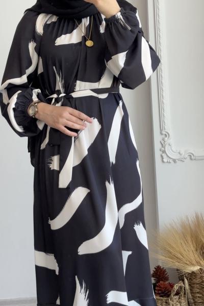 ETEĞİ VOLANLI ZARA ELBİSE Siyah