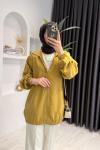 Fleto Cepli Reglan Kollu Bomber Ceket  Hardal Sarısı