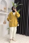 Fleto Cepli Reglan Kollu Bomber Ceket  Hardal Sarısı