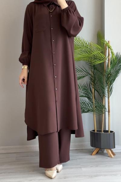 İkili Vera Tunik Takım Kahverengi