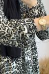 Leopar Desenli Ezgi Elbise Siyah Haki