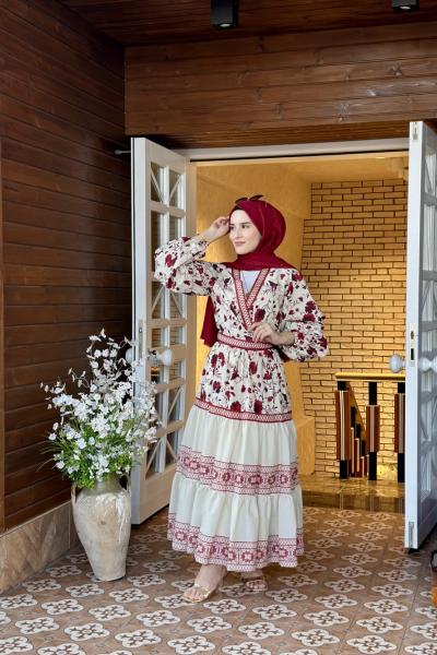 Monica Etekli Takım Bordo