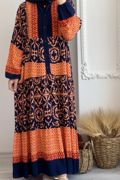 Pamuklu Efil Elbise Lacivert