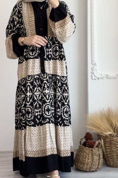 Pamuklu Efil Elbise Siyah