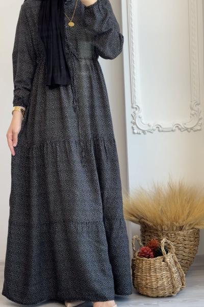 Puantiyeli Ceylin Elbise Siyah
