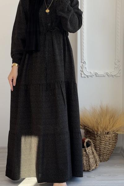 Puantiyeli Ceylin Elbise Kahverengi