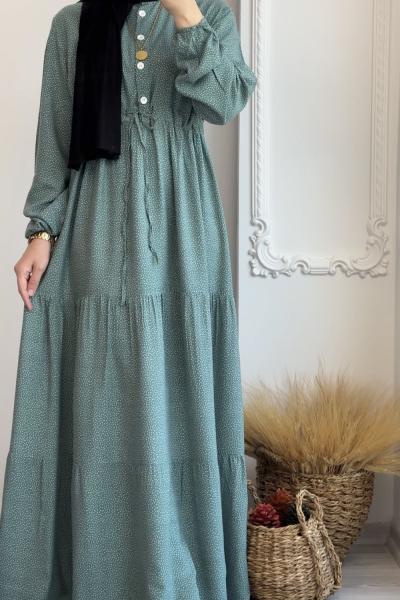 Puantiyeli Ceylin Elbise Su Yeşili