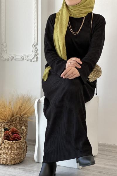 Umay Triko Elbise Siyah