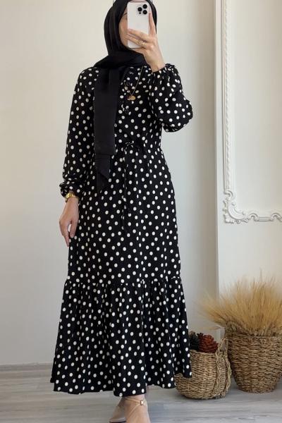 Zambak Elbise  Siyah Beyaz